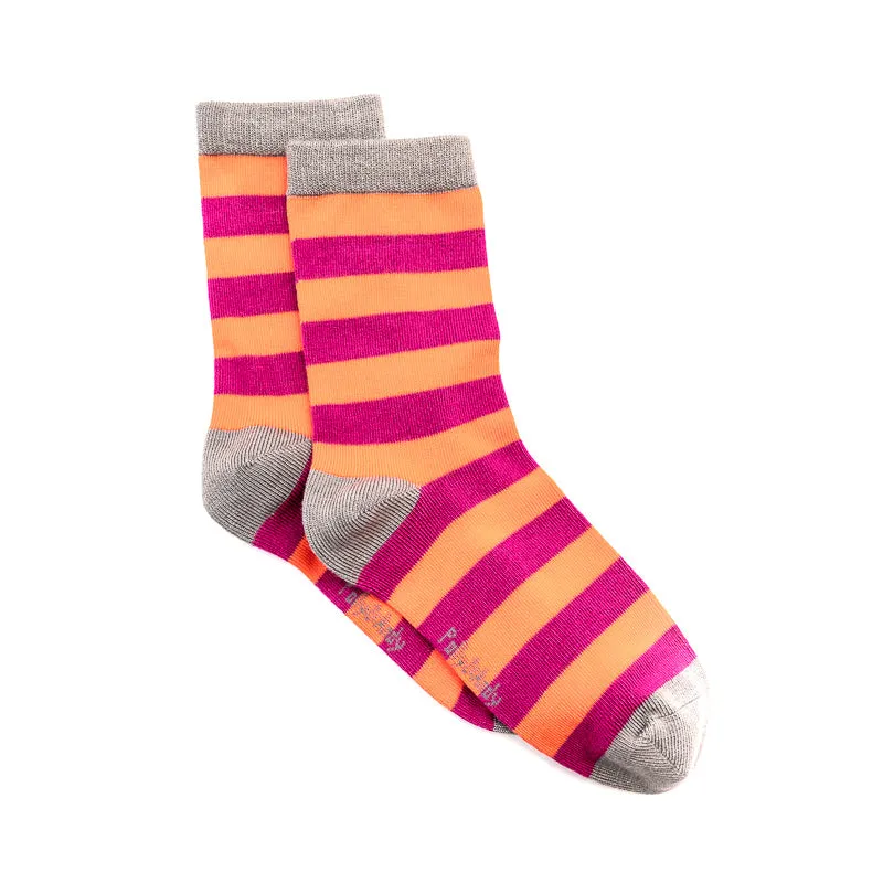 Polly & Andy Bamboo Seam Free Pink and Purple Stripe Socks