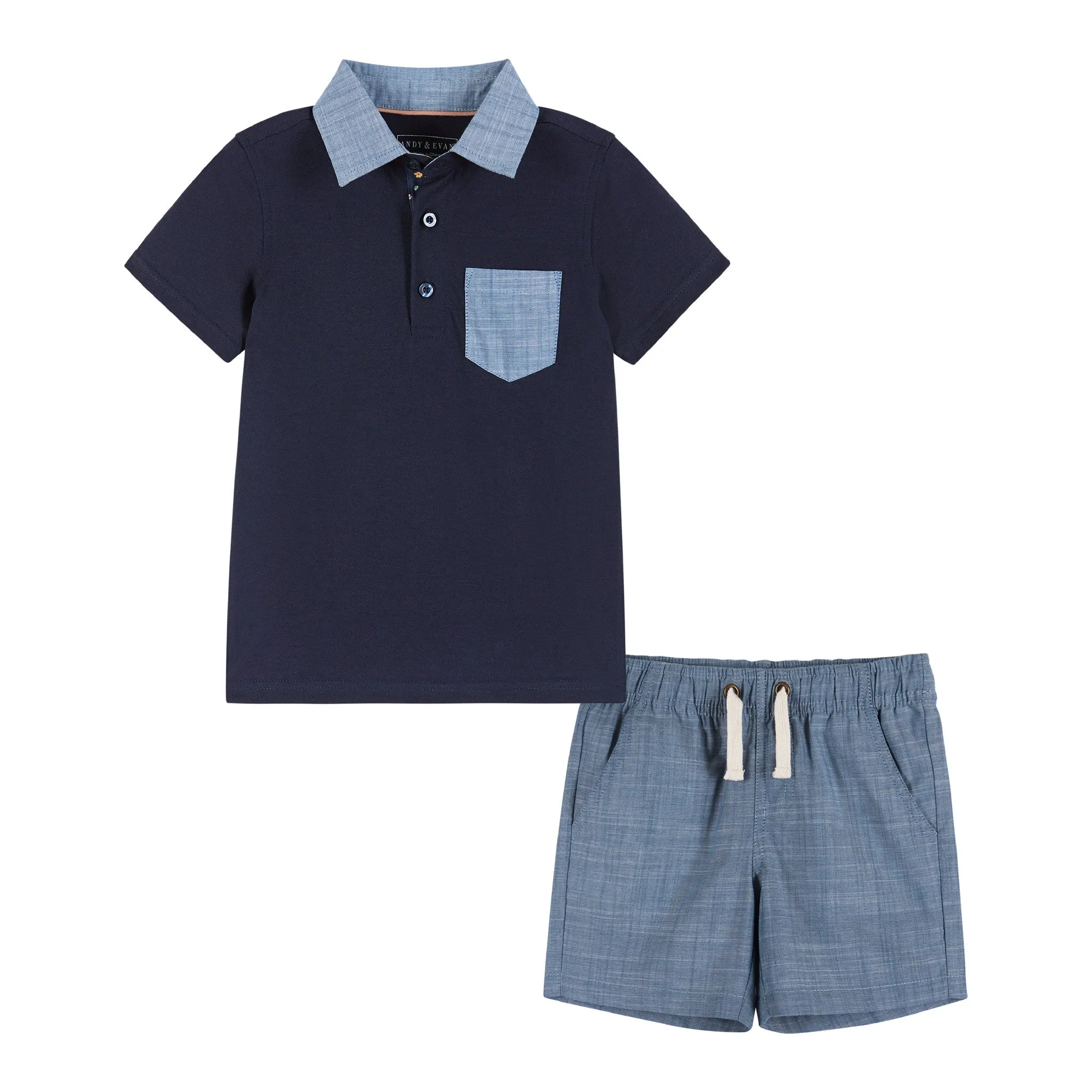 Polo & Short Set | Navy Chambray