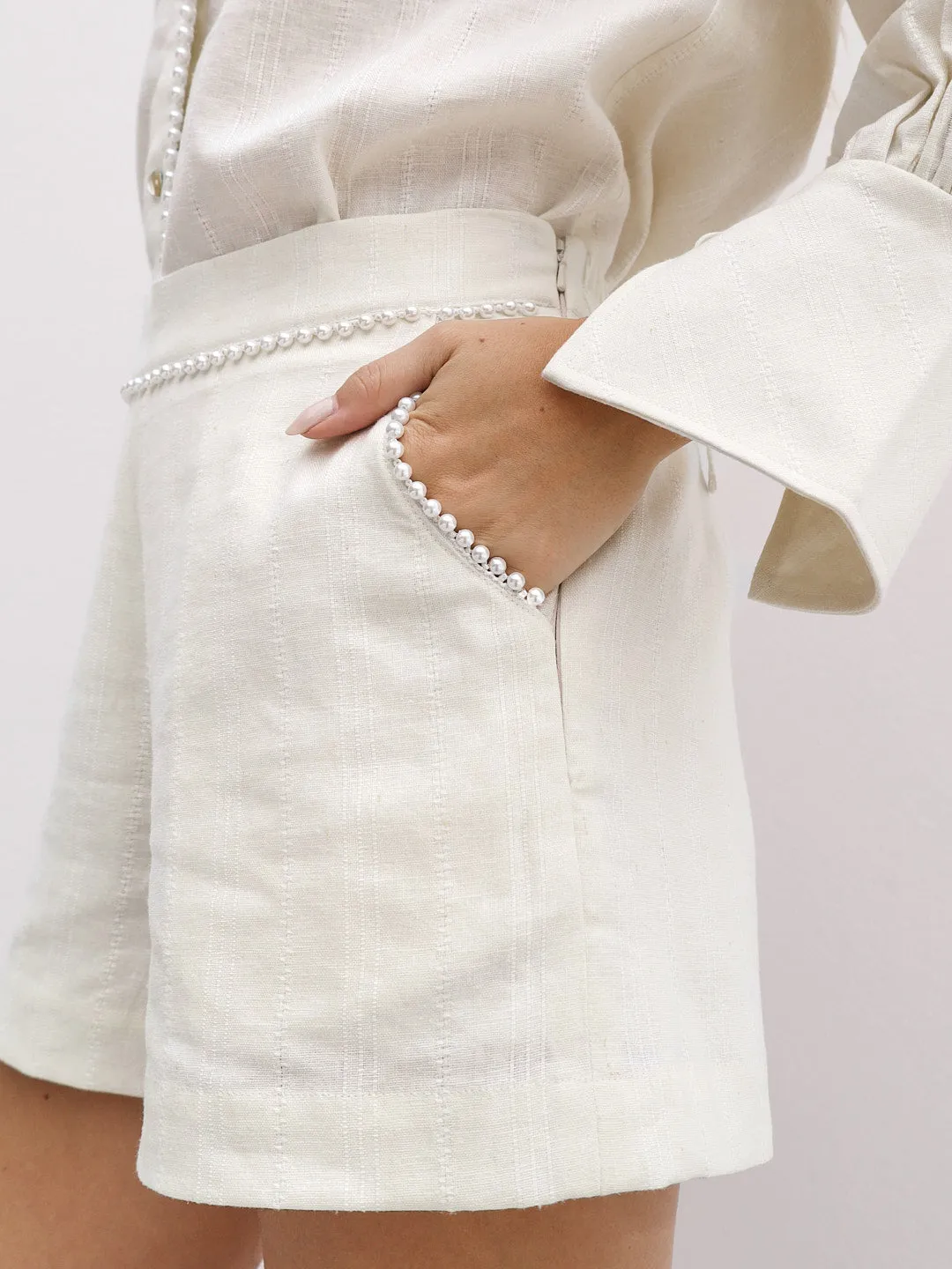 Portofino Shorts With Pearls | Ivory