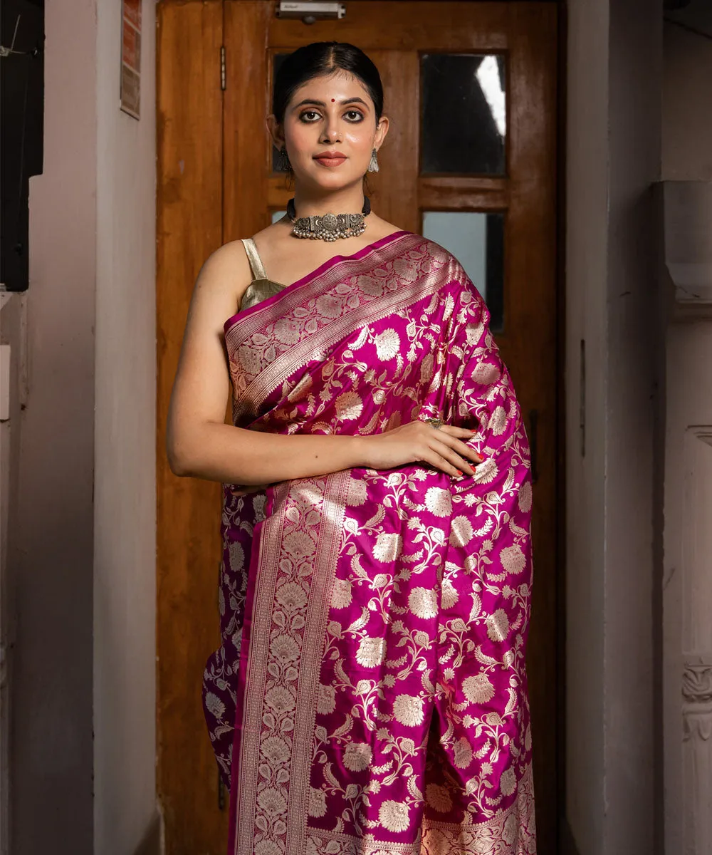 Purple handloom banarasi silk saree