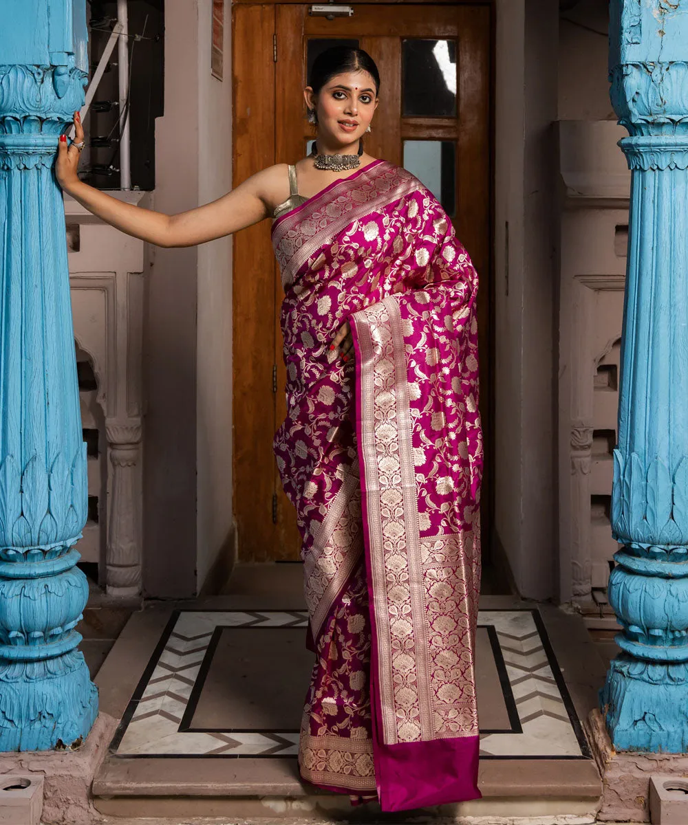 Purple handloom banarasi silk saree