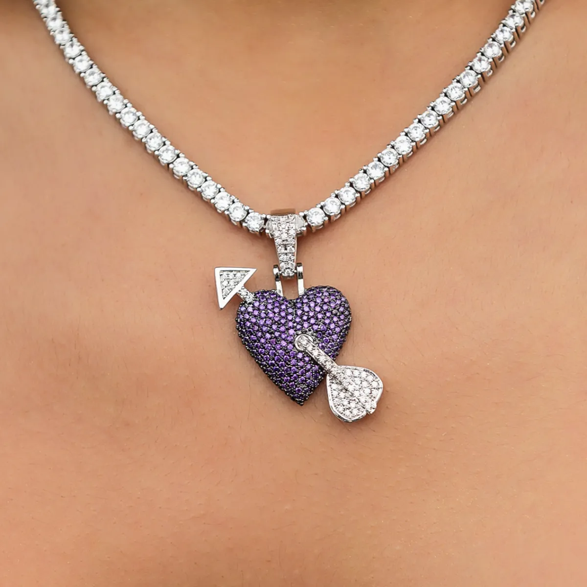 Purple Heart Pendant in White Gold