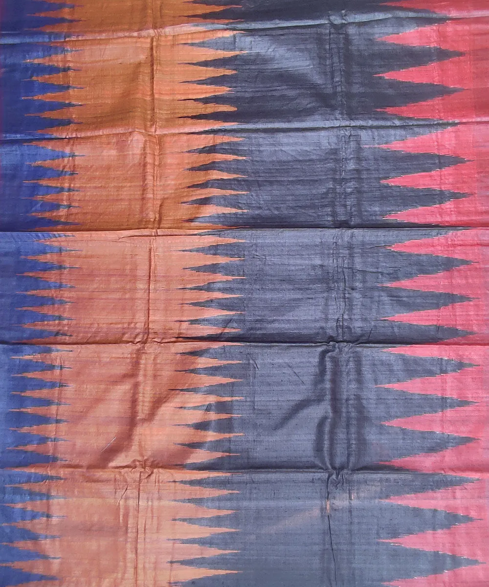 Purple multicolor tussar silk handloom gopalpur saree