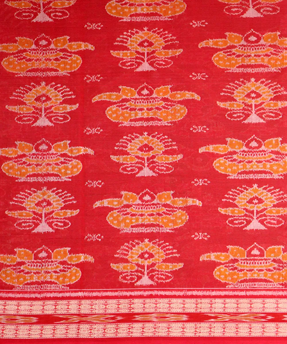 Red green cotton handloom sambalpuri saree