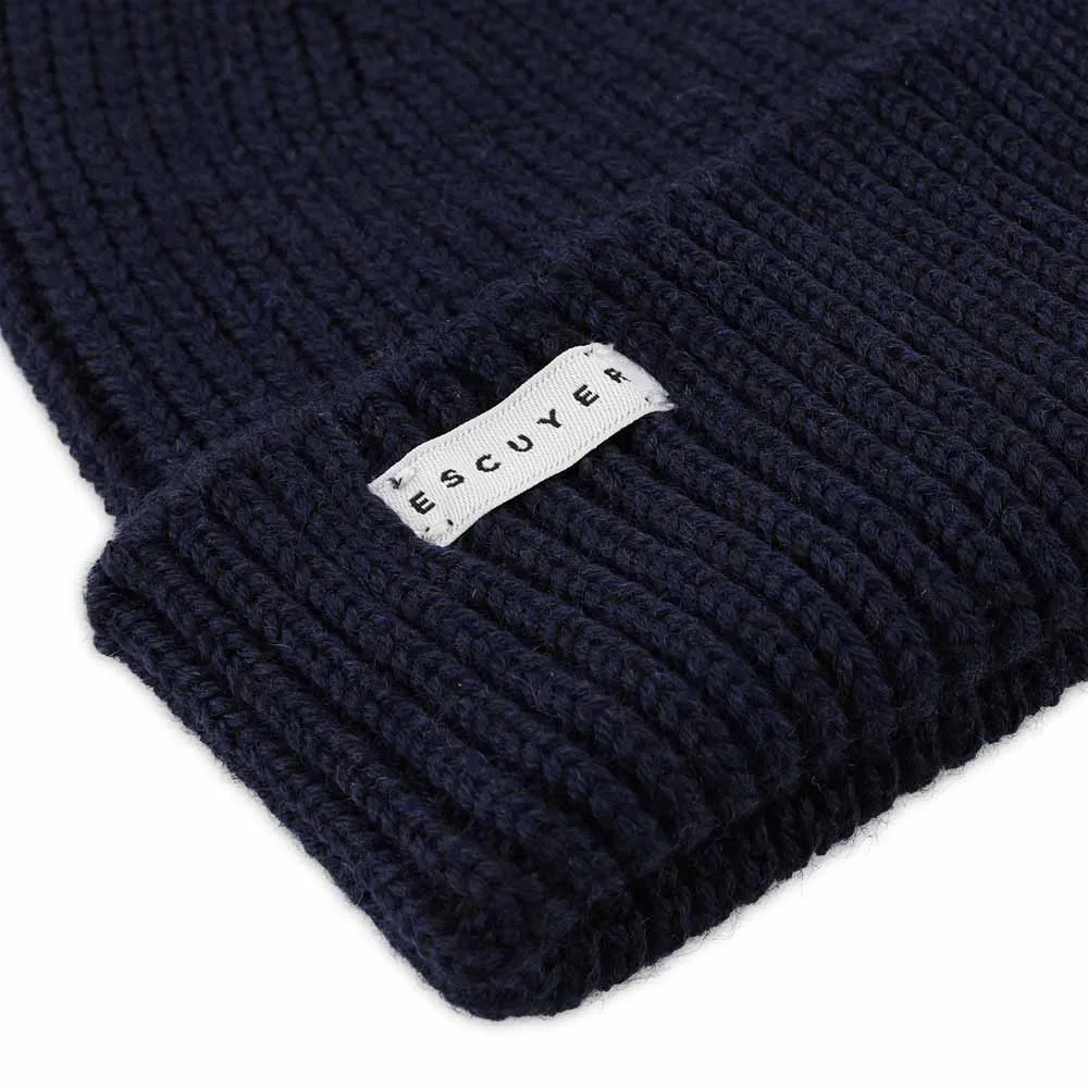 Ribbed Merino Beanie / Navy