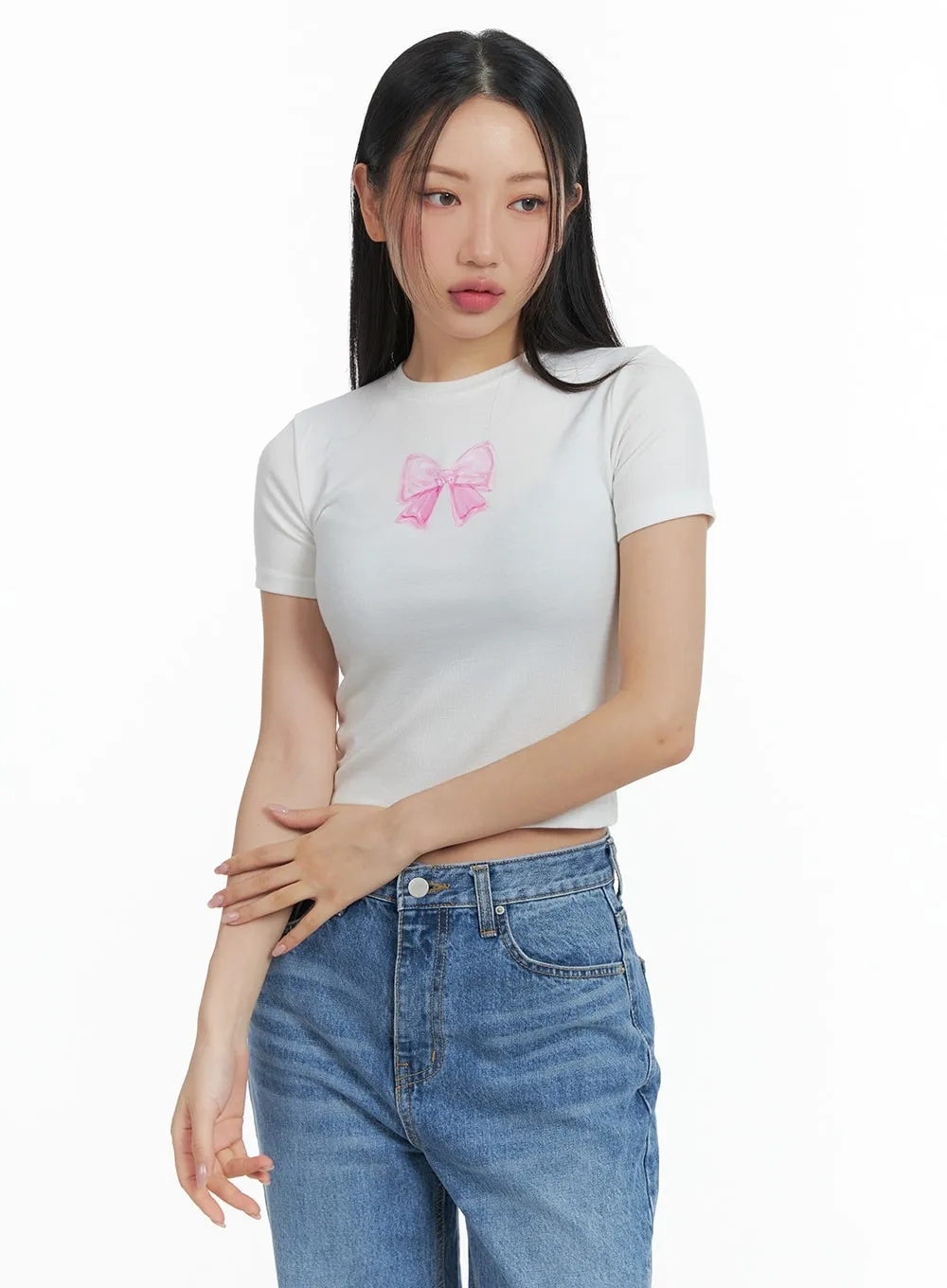 Ribbon Graphic Crop Tee CM420