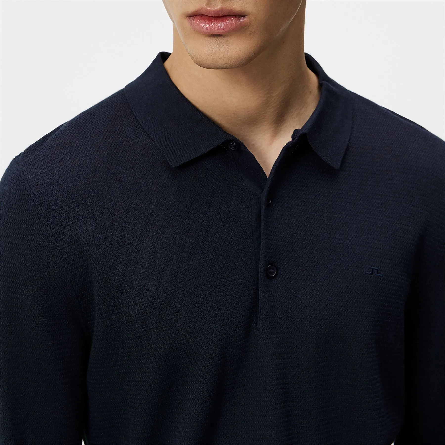 Rowan Slim Fit LS Knitted Polo JL Navy - SS24