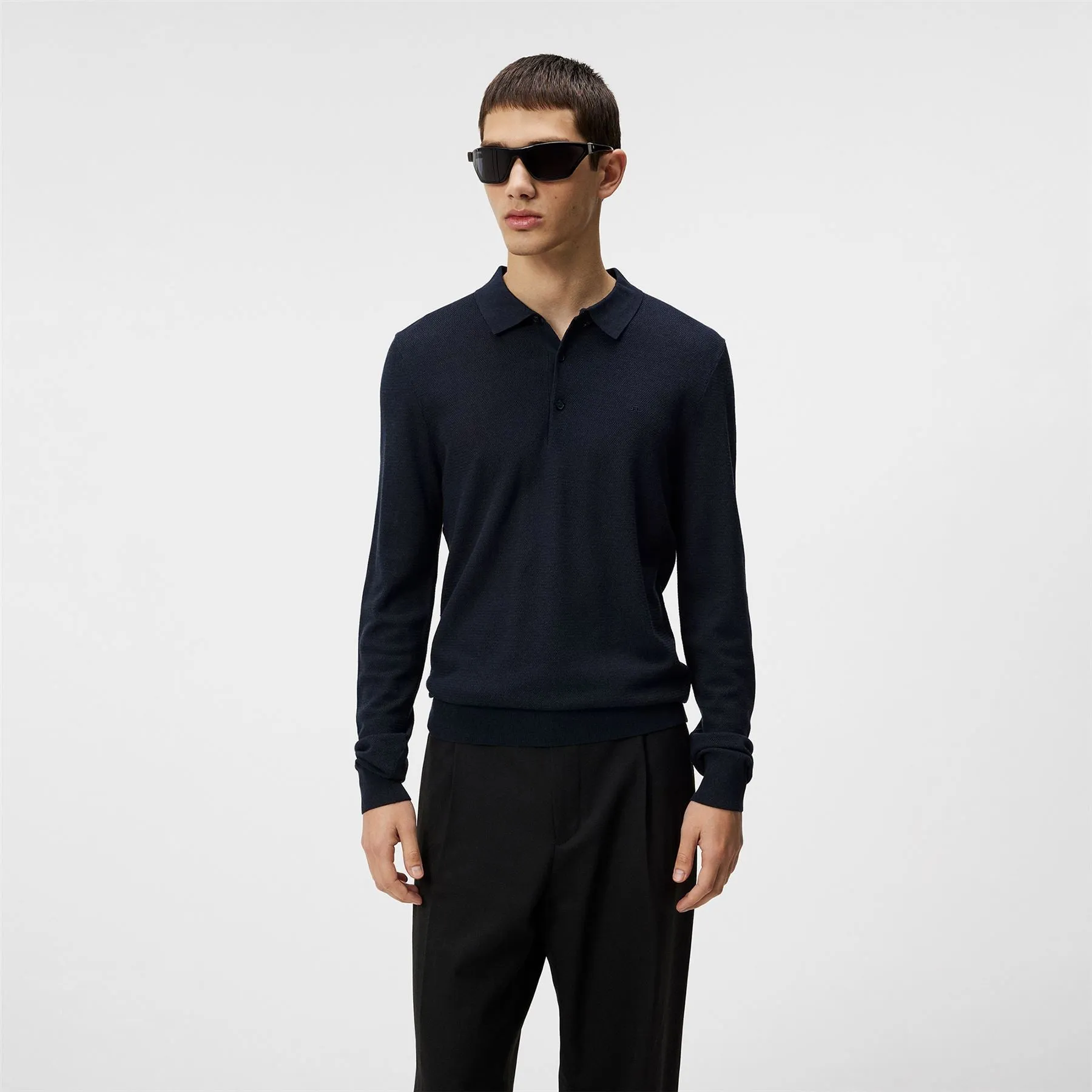 Rowan Slim Fit LS Knitted Polo JL Navy - SS24