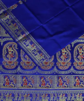 Royal blue handwoven meenakari baluchari silk saree