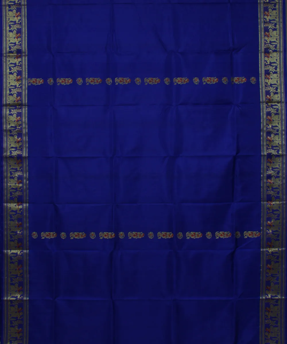 Royal blue handwoven meenakari baluchari silk saree