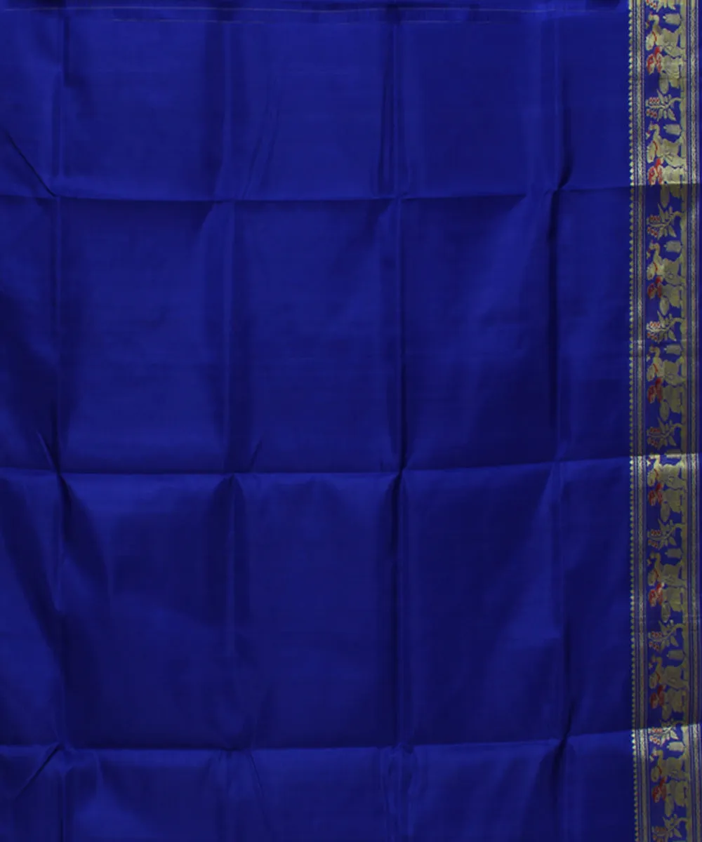 Royal blue handwoven meenakari baluchari silk saree