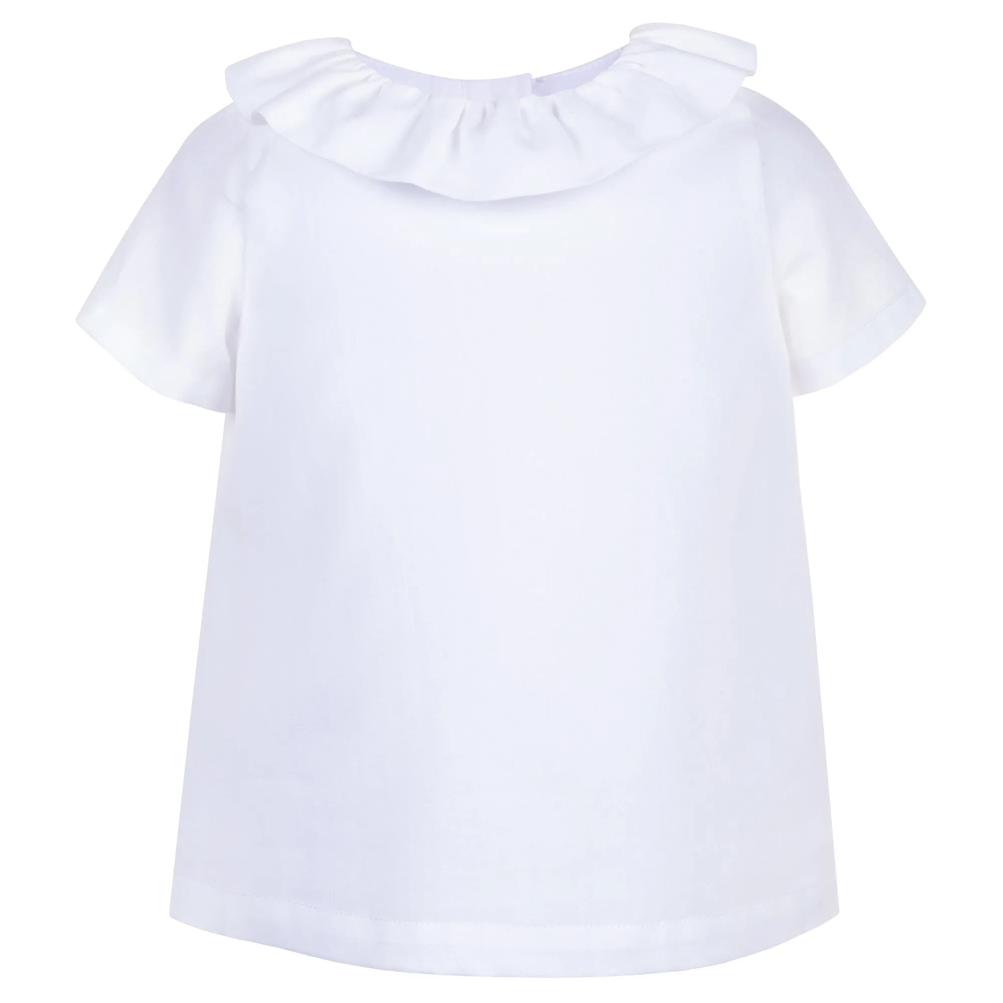 Ruffle Neck Short Sleeve Blouse