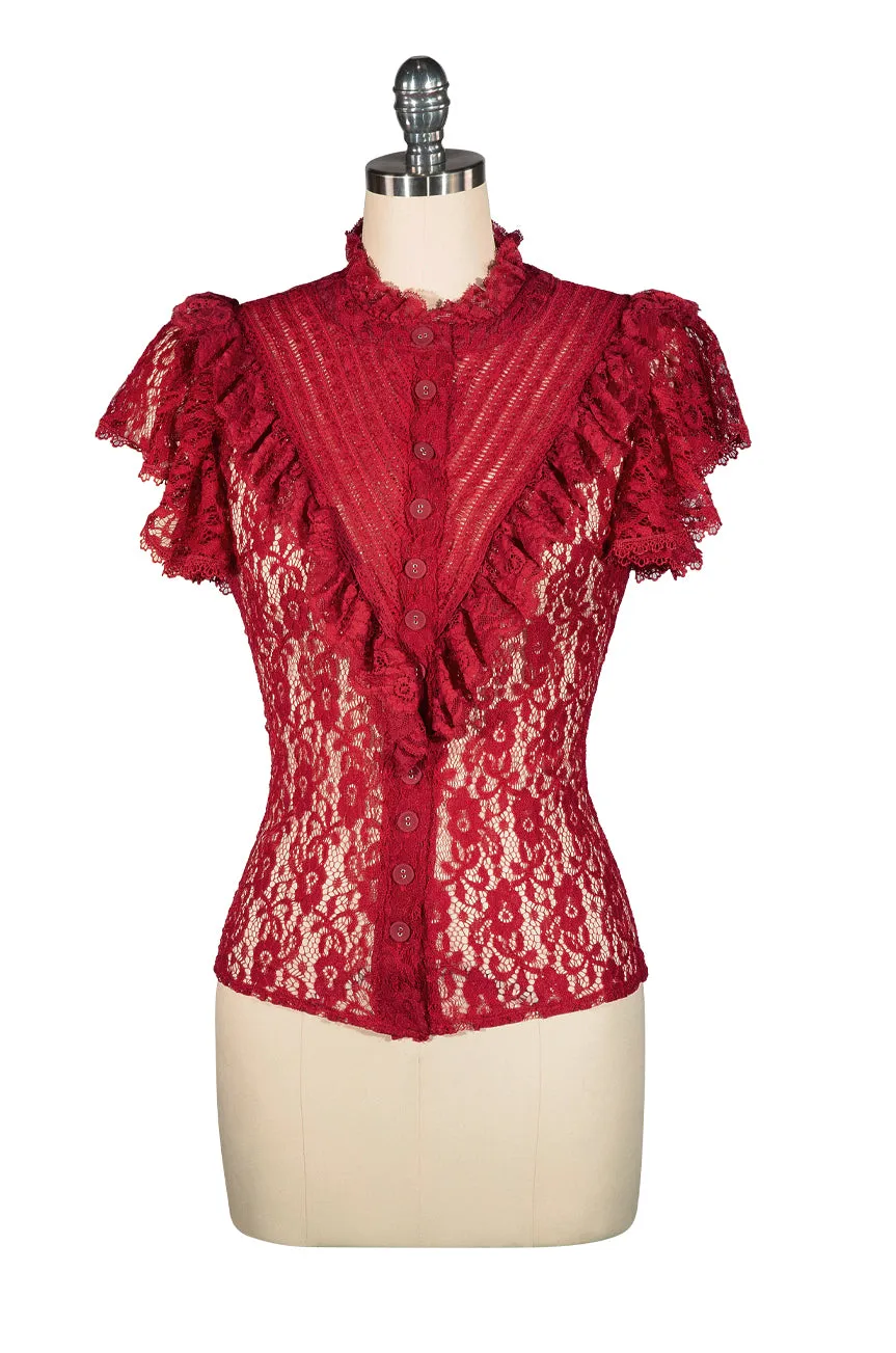 Sherlock Lace Blouse (Burgundy)