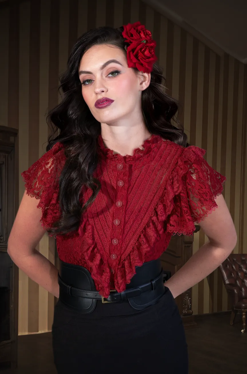 Sherlock Lace Blouse (Burgundy)