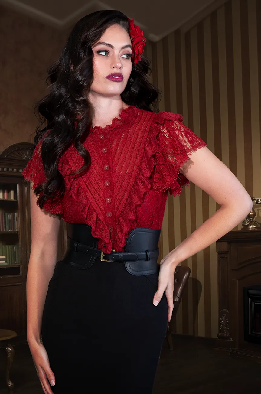 Sherlock Lace Blouse (Burgundy)