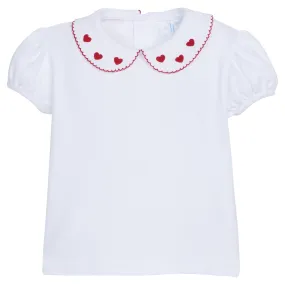 Short Sleeve Pinpoint Blouse - Hearts