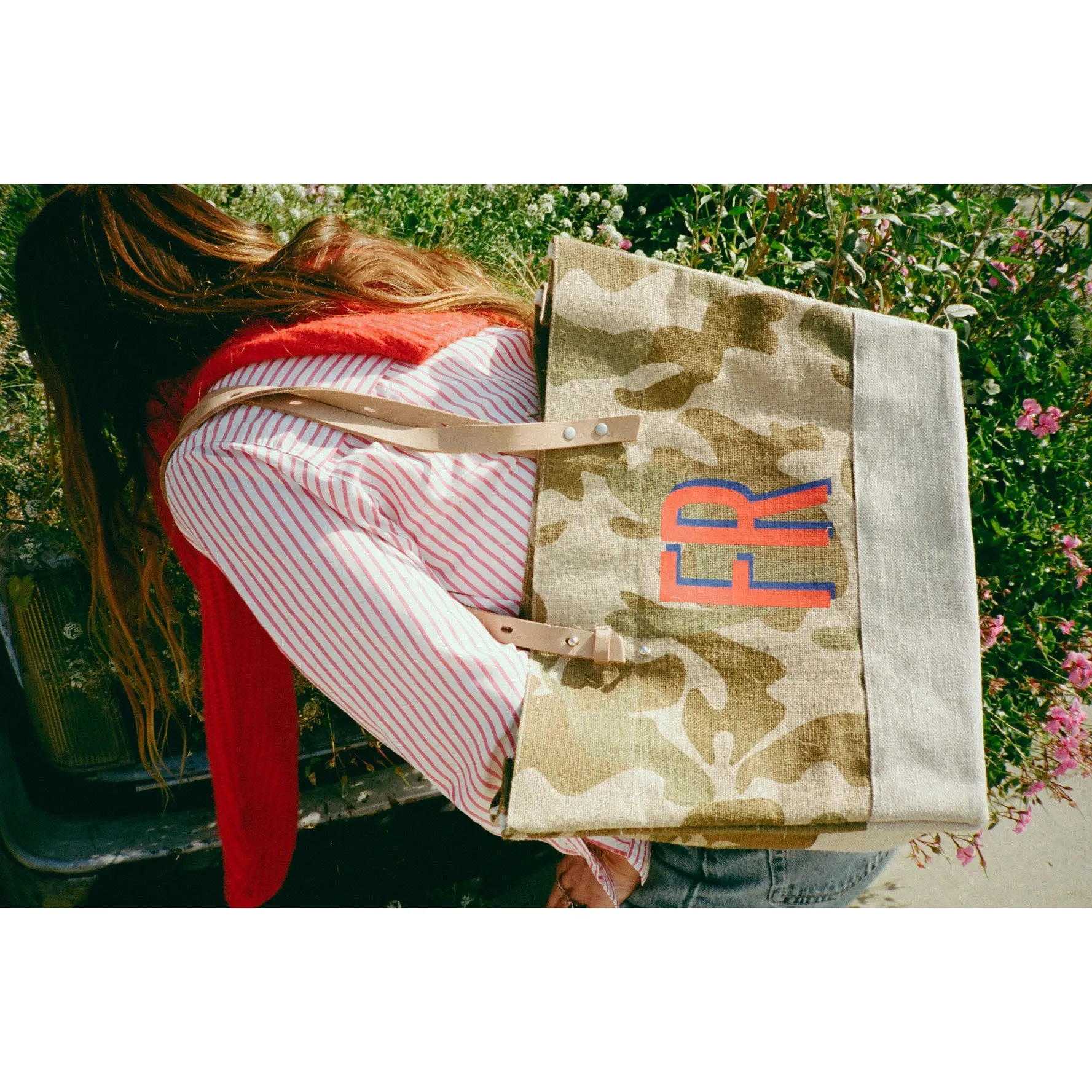 Shoulder Market Bag in Safari with Large Monogram