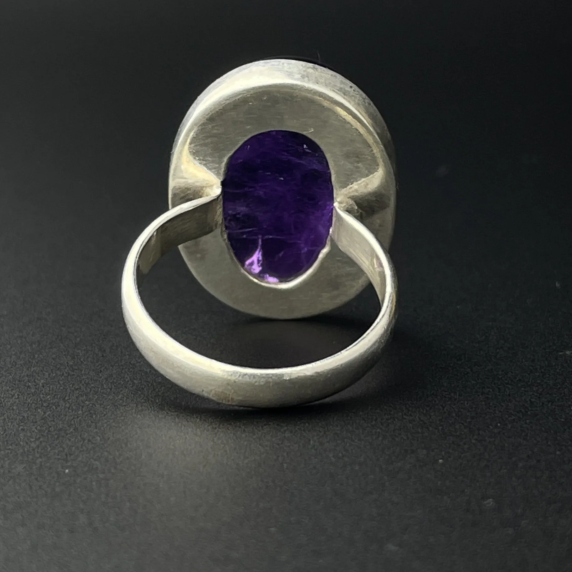 Silver 28.25 CTW Amethyst Cabochon Statement Cocktail Ring