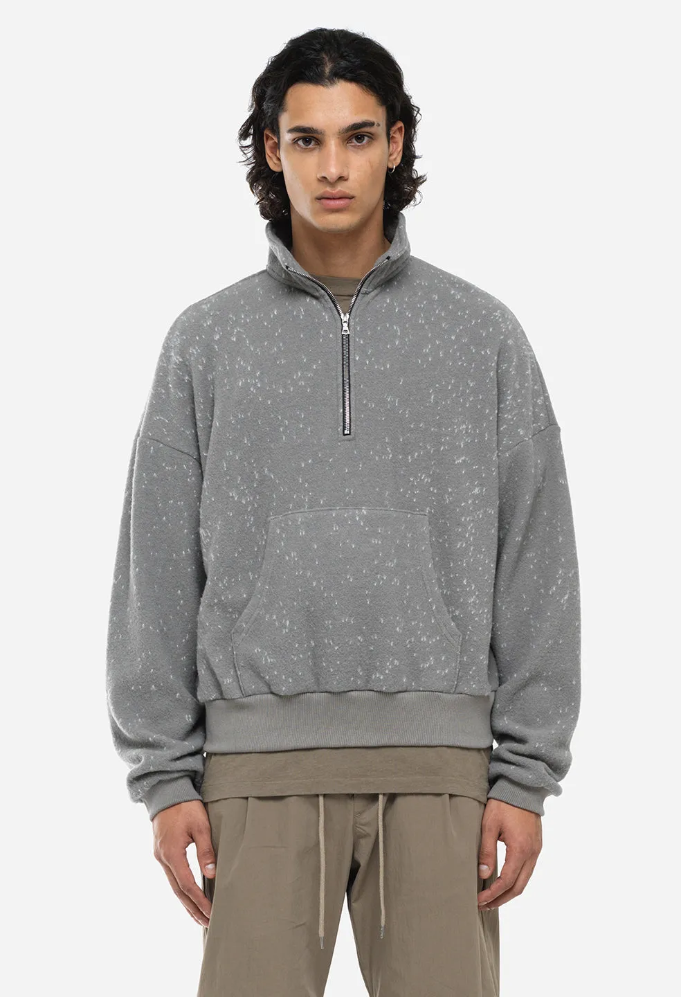 Spec Wool Zip Pullover / Moss Grey