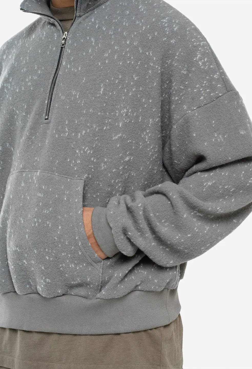 Spec Wool Zip Pullover / Moss Grey