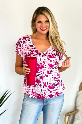 Spring Blooms Floral Blouse : Magenta