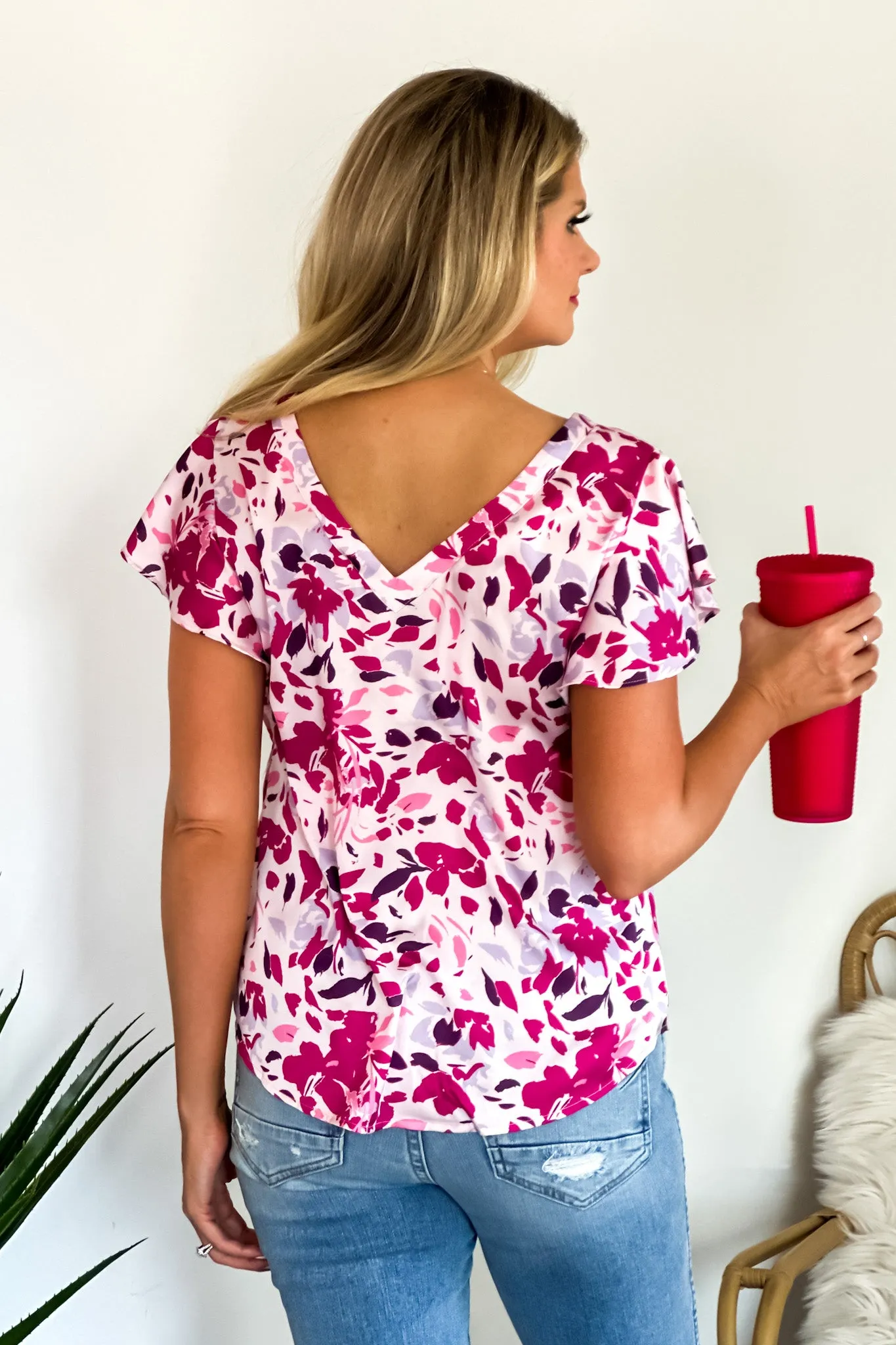 Spring Blooms Floral Blouse : Magenta