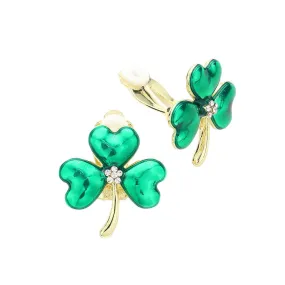 St. Patrick's Enamel Clover Clip On Earrings