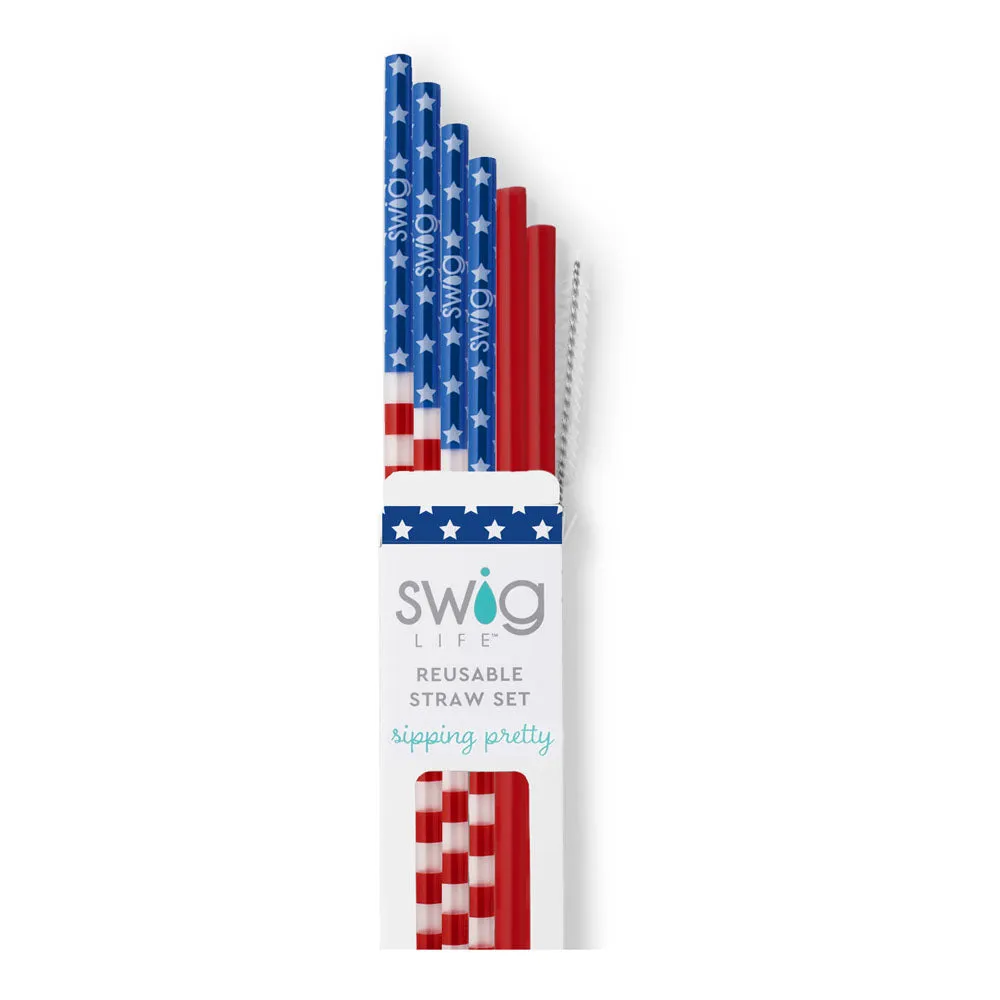 Stars   Stripes Reusable Straw Set