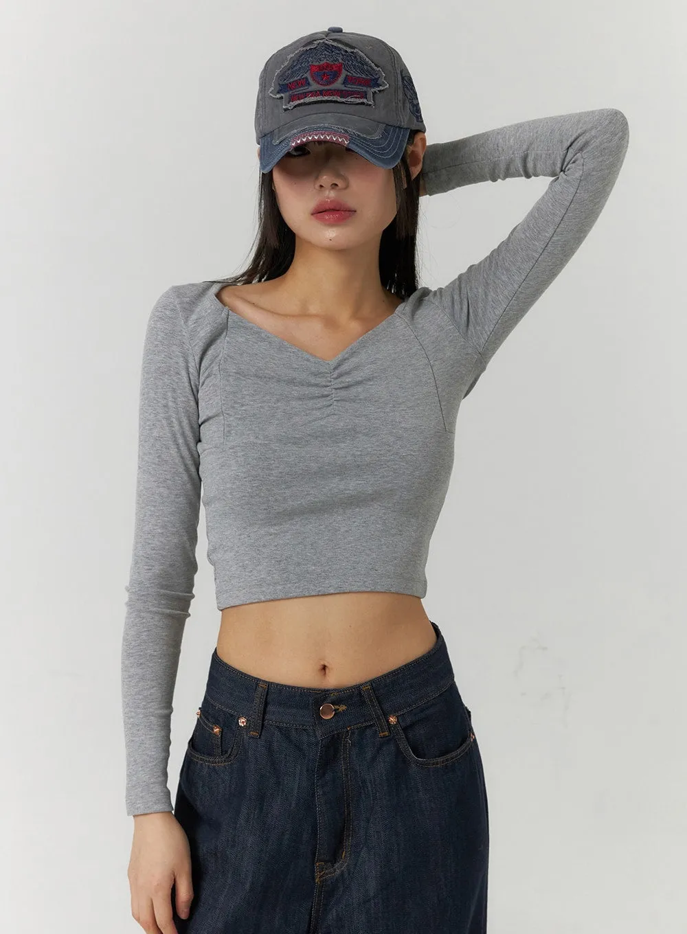 Sweetheart Shirred Crop Top CF407