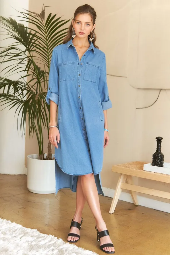 Texas Button Down Denim Dress