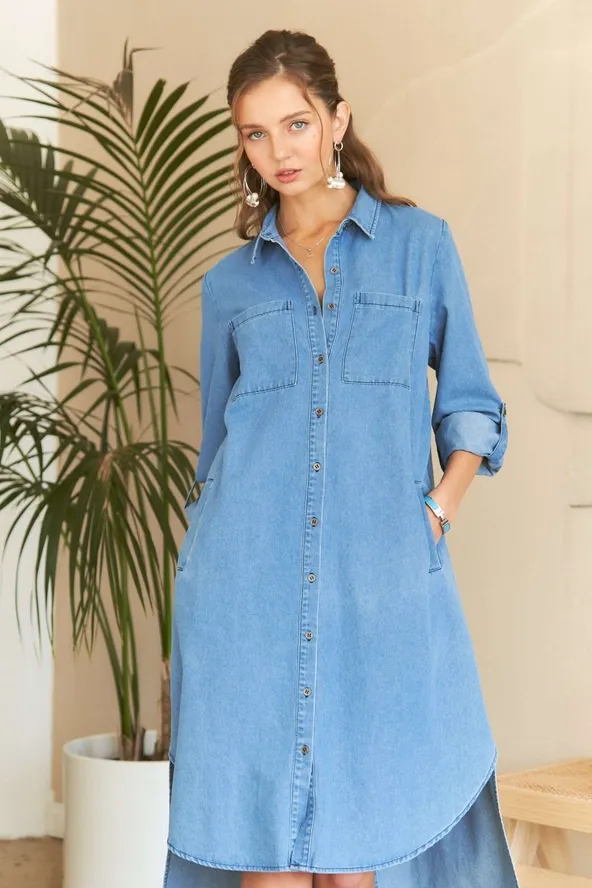 Texas Button Down Denim Dress