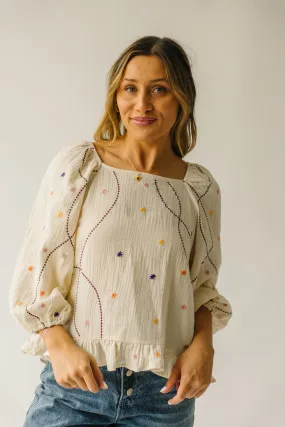 The Benza Embroidered Dot Blouse in Cream