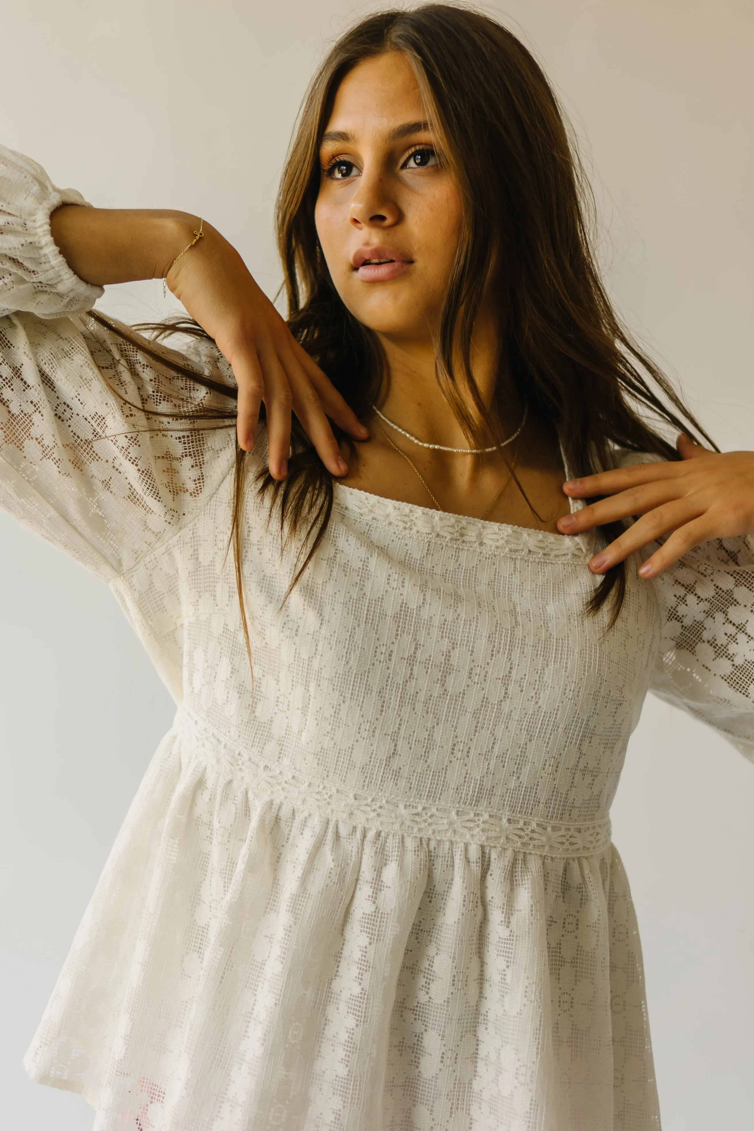 The Rosenburg Floral Lace Detail Blouse in Ivory