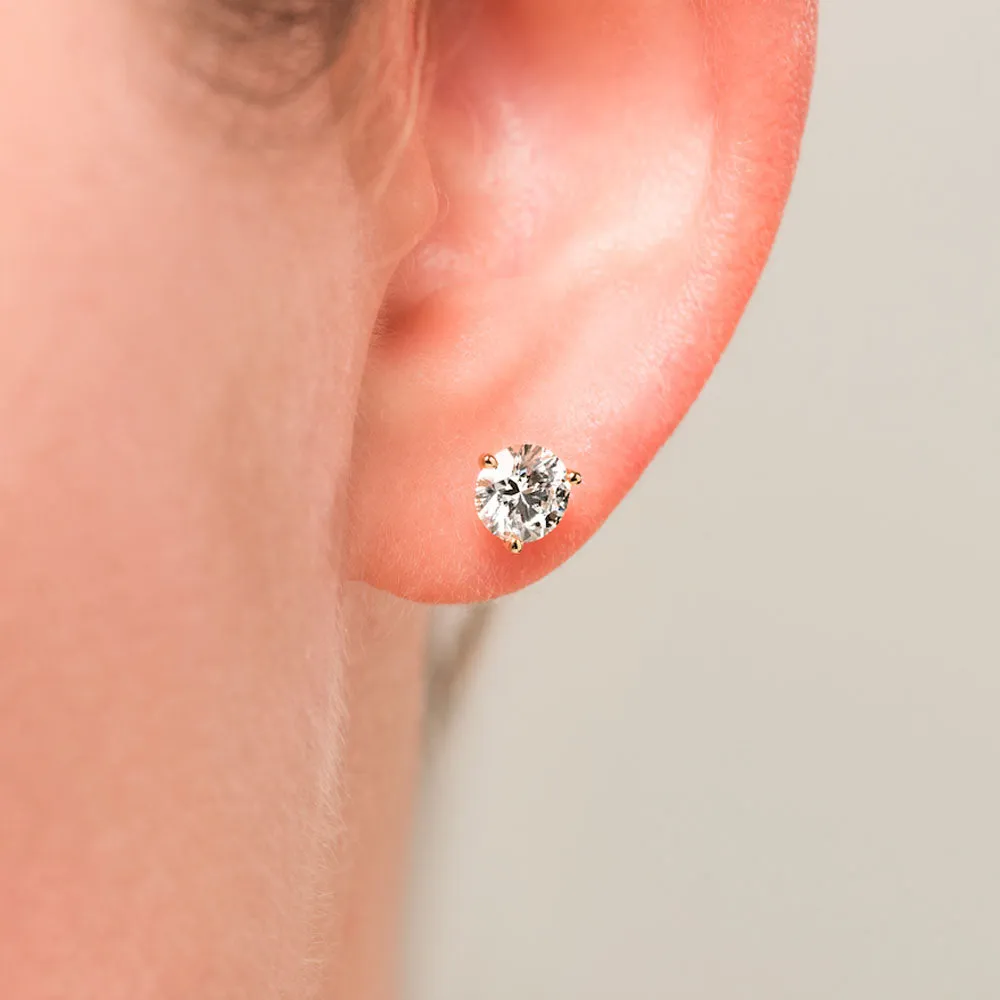 Three Prong Classic Stud Earrings (Setting Only) - DC001