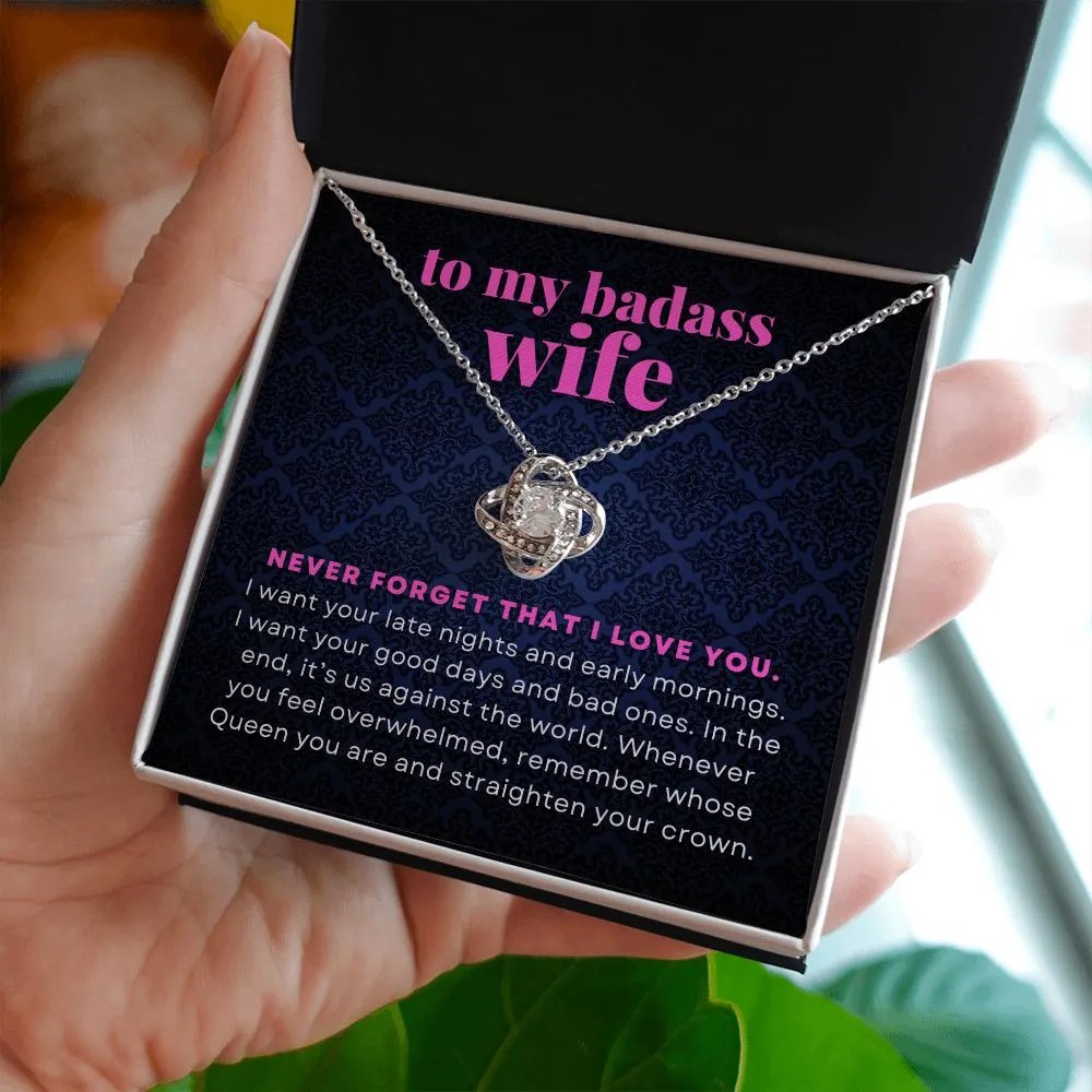 To My Badass Wife Gift From Husband Straighten Your Crown Necklace