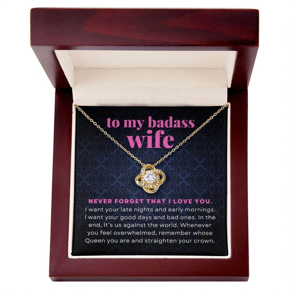 To My Badass Wife Gift From Husband Straighten Your Crown Necklace