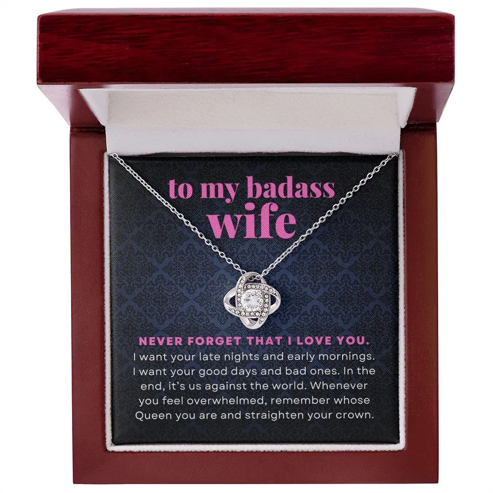 To My Badass Wife Gift From Husband Straighten Your Crown Necklace