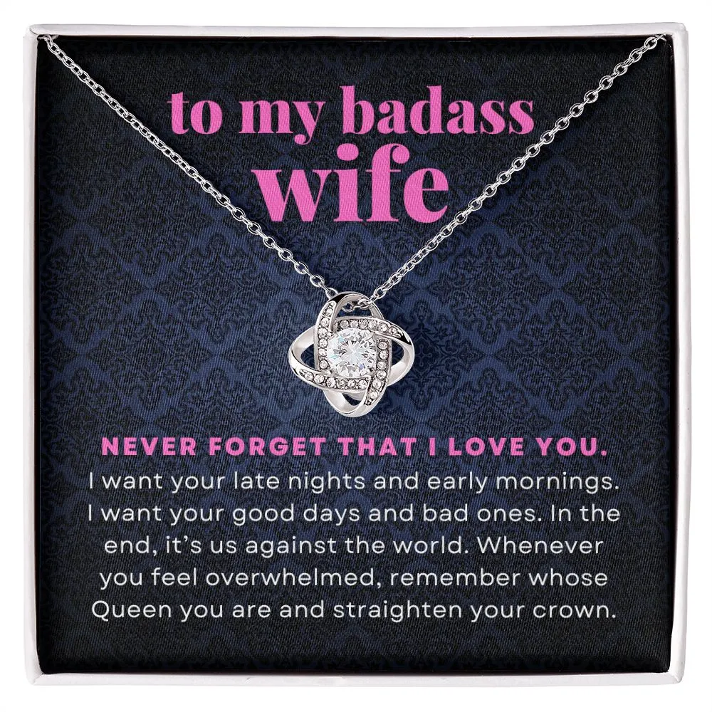 To My Badass Wife Gift From Husband Straighten Your Crown Necklace