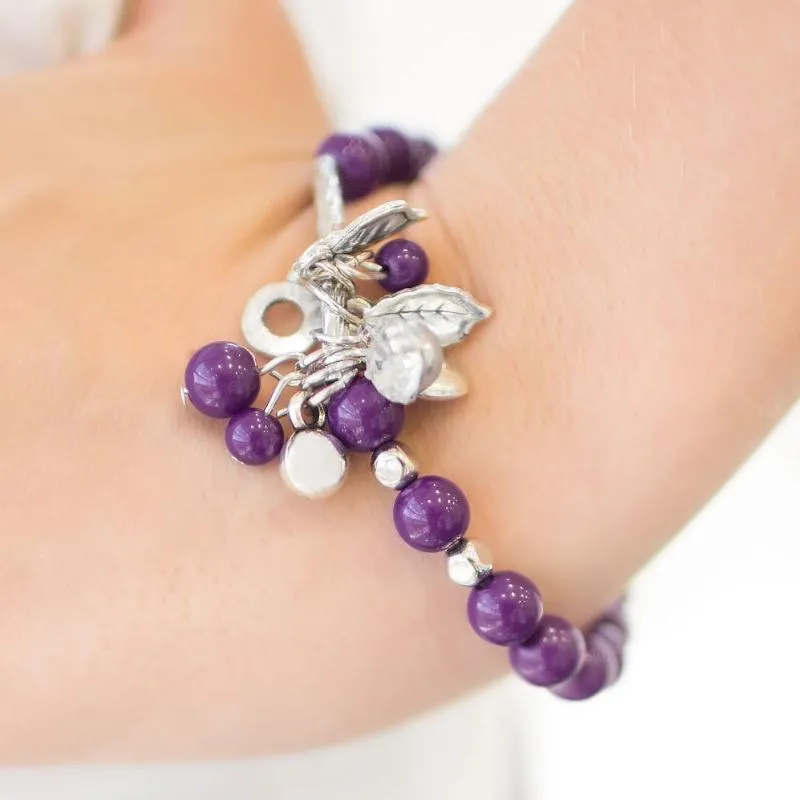 Turning On the Charm Purple Stretchy Bracelet