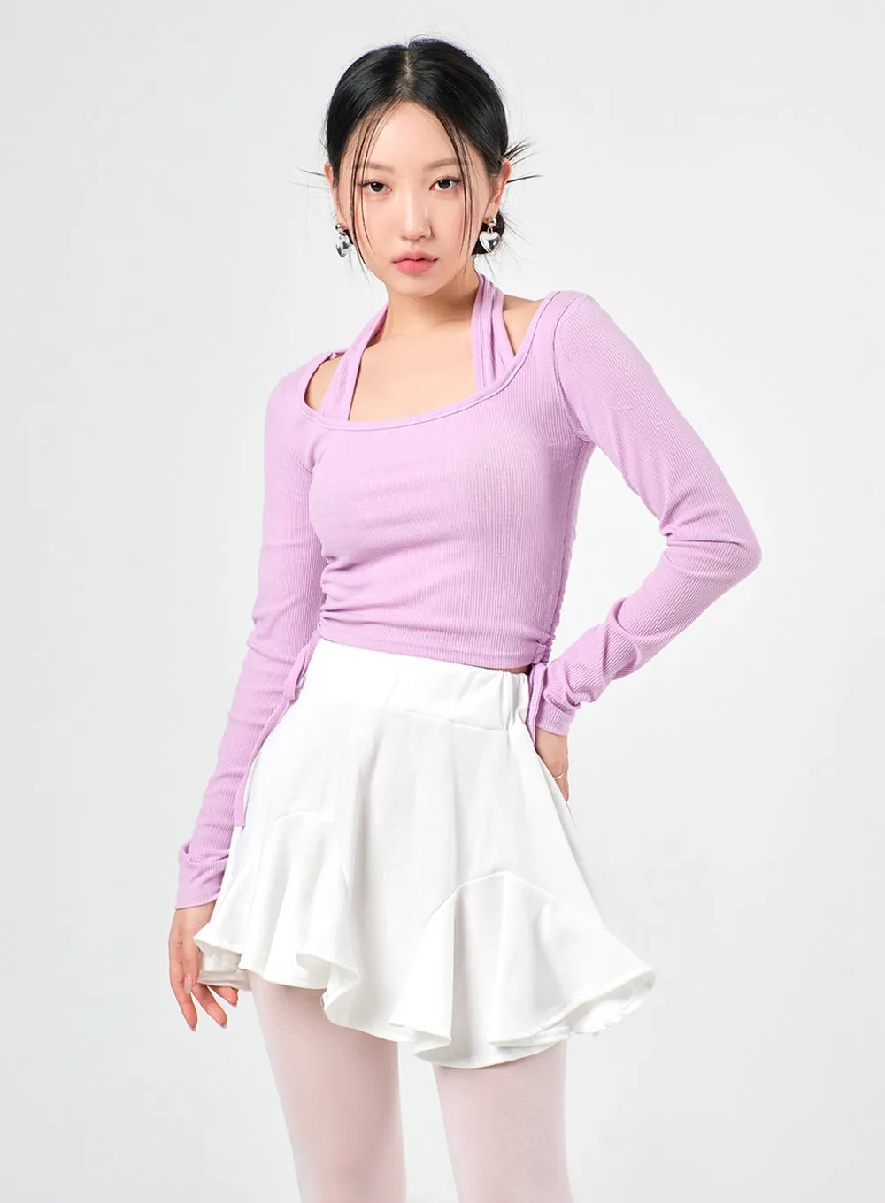 U-Neck Layered Crop Top IJ430