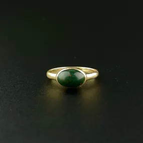 Vintage Art Deco 14K Gold Bloodstone Ring, Sz 1