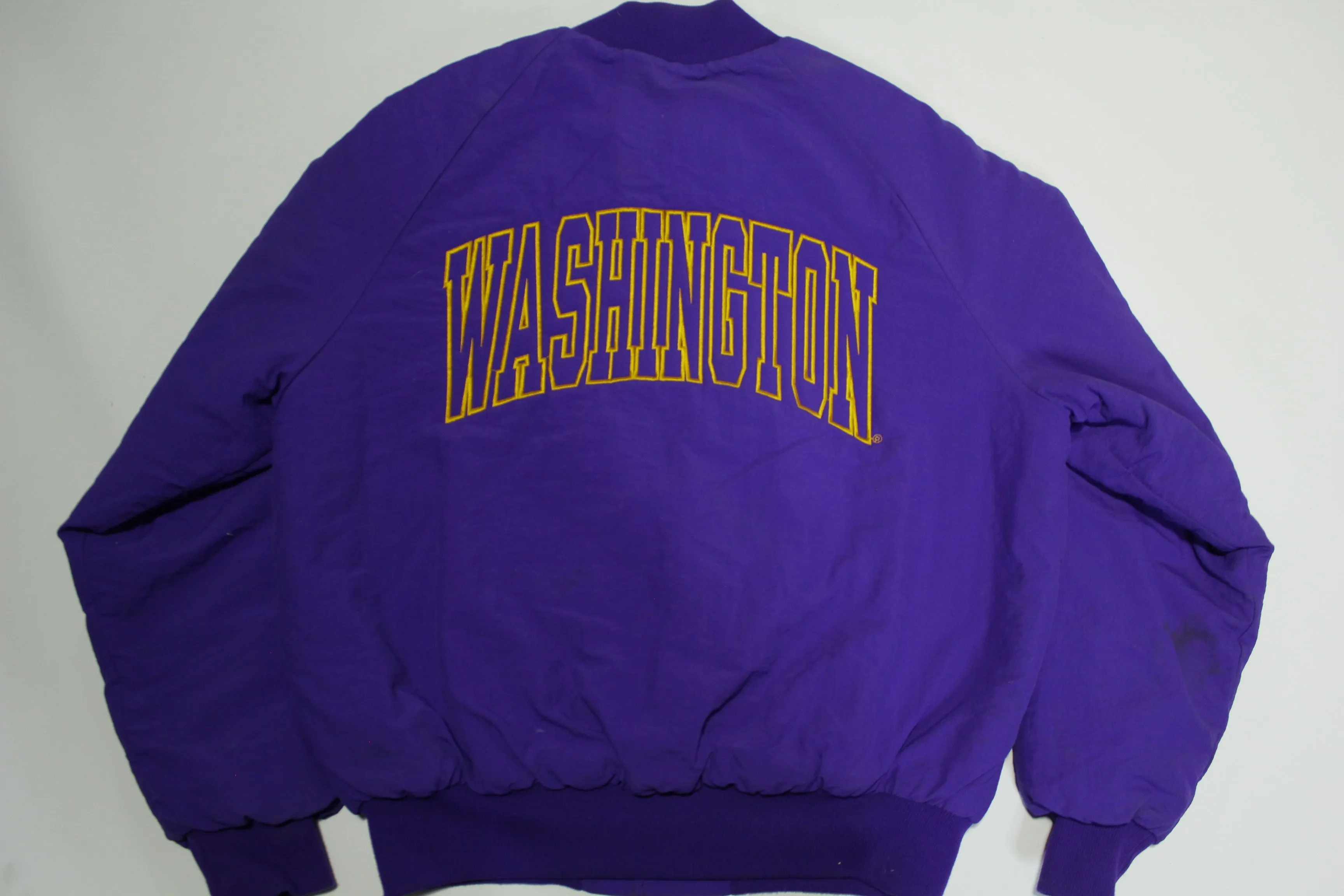 Washington State Huskies Vintage 90's Pro Fit Snap Up Quilt Lined Team Jacket