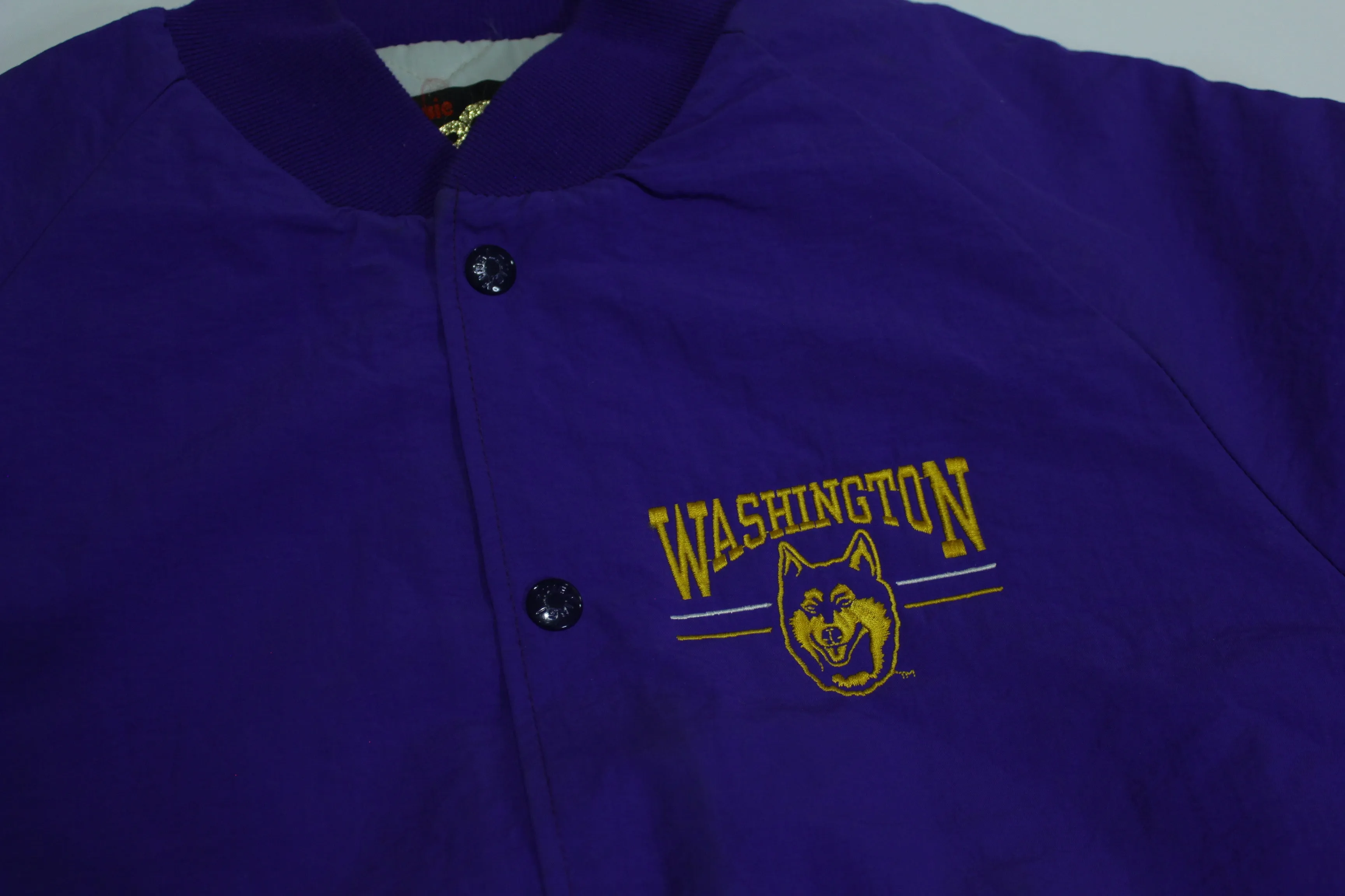 Washington State Huskies Vintage 90's Pro Fit Snap Up Quilt Lined Team Jacket