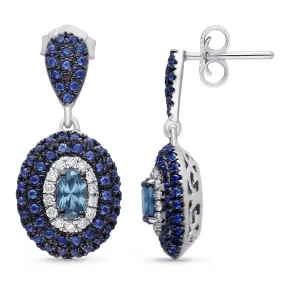 White Gold Sapphire & Diamond Infinite Earrings