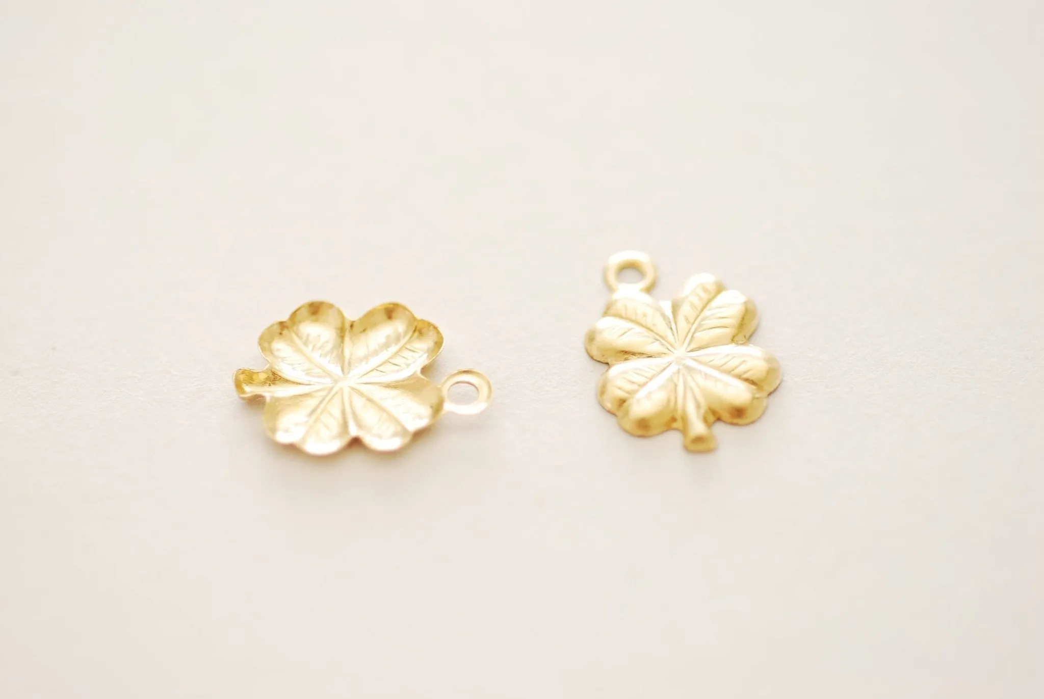 Wholesale Gold Filled Four Leaf Clover Drop Charm l Permanent Jewelry Lucky Irish Shamrock Clover Flower Charm